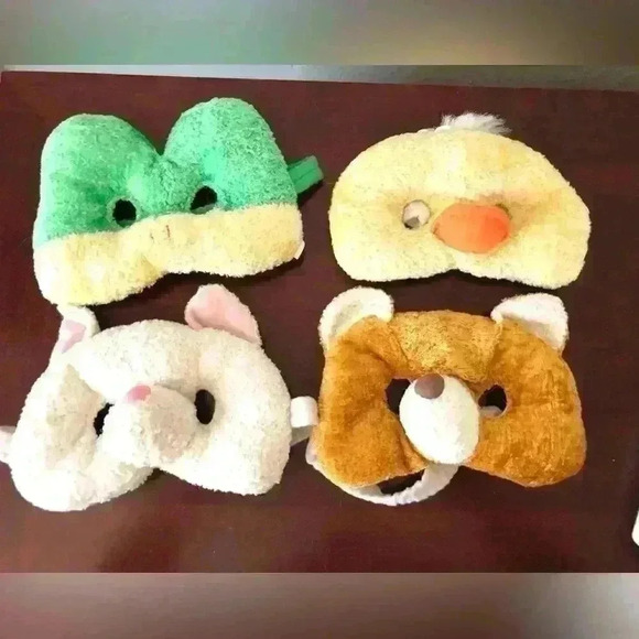 lot of 4 stuffed children' s masks frog bunny fox baby chick - Picture 1 of 5
